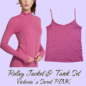 PINK Victoria's Secret Mauve Pink Relay Jacket Size M and Cherry Tank Top Size S